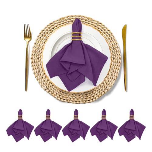 ZURLEFY Violette Tischdecken-Servietten, 6er-Set, waschbare und wiederverwendbare Baumwollservietten für Familienessen, Weihnachtsfeier, Hochzeitsdekoration (05-16-6) von ZURLEFY