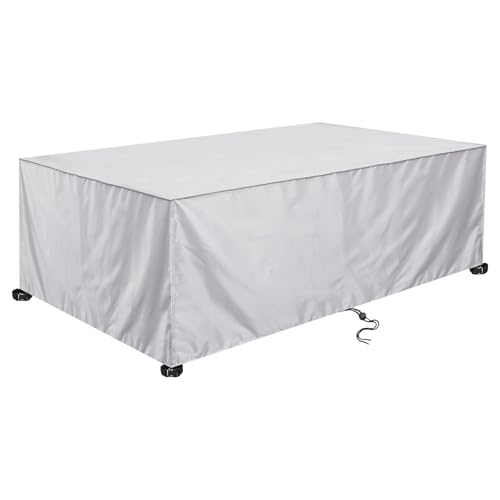 ZUROJ Schutzhülle für Gartentisch 210x90x70cm Wasserdicht und Winddicht Gartenmöbel Outdoor Abdeckung Gartenmöbel 420D Oxford Gewebe Outdoor Schutzhülle für Terrassenmöbel-silbrig von ZUROJ