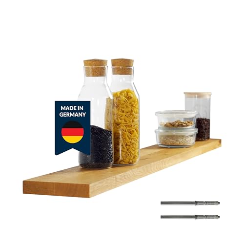 ZUSCHNITTPROFI.DE Design schwebendes Regal aus Eiche (30 x 10 x 2,8 cm) – handgefertigtes Regalbrett aus fein geschliffenem, naturgeöltem Eichenholz – Wandregal inkl. stabilem Befestigungsmaterial von ZUSCHNITTPROFI.DE