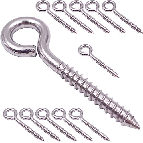 304 Stainless Steel Eye Shape Screws Metal Hook, Heavy Duty Hanging Hooks Eyelet Screws Bolt for Yoga & Brazilian Hammocks, Swing Chair, 24 Pack, 3-1/5 Inch, M6 Screw (Style B) von ZUSFUL