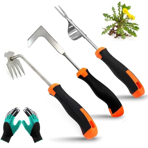 ZUSKYZU Unkraut Entferner Gerät Edelstahl, Unkrautjäter Verbesserte Gartenarbeit Hand Unkrautstecher, Fugenkratzer Mit Stiel Gartenwerkzeug Unkrautentferner von ZUSKYZU
