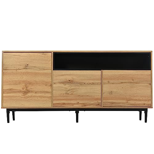 ZUUYEE Moderner Sideboard Wohnzimmer 160cm, Highboard aus Holz, Wohnzimmerschrank mit Türen und Regalen, Wohnzimmer Möbel von ZUUYEE