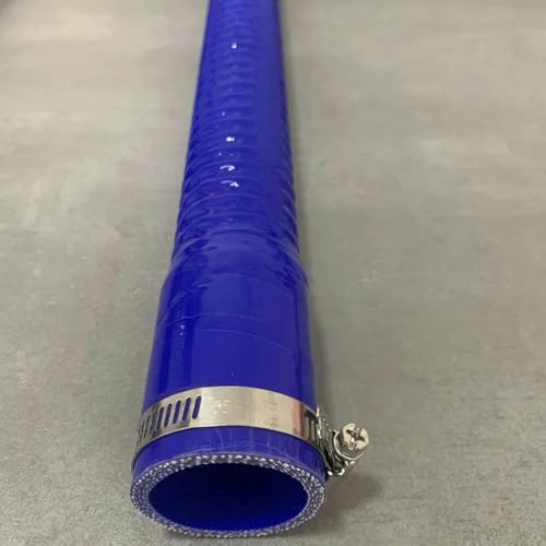 Universeller flexibler Silikonschlauch, Luftansaugrohr, Kühlerrohr und zwei Klemmen, Hochdruck-/Temperatur-Gummiverbinder, blau, 2 Klemmen, 400 mm, Innendurchmesser 32 mm von ZUYCML