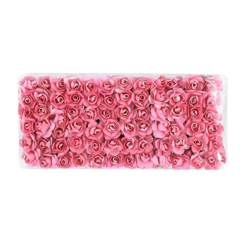 ZUYCML 144 Stück Mini 2 cm Papierrose Künstliche Blütenköpfe Blumenstrauß für Heimdekoration Scrapbooking DIY Kranz Handwerk Gefälschte Blume-Rose Pink von ZUYCML