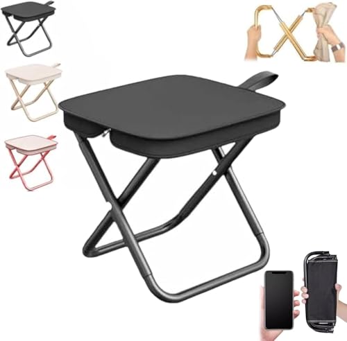 ZUYINBULUO Campinghocker, Tragbarer Klapphocker for Erwachsene, Zusammenklappbarer Hocker for Wandern, Angeln Und Picknicken, Hält Bis Zu 136 Kg(Black) von ZUYINBULUO