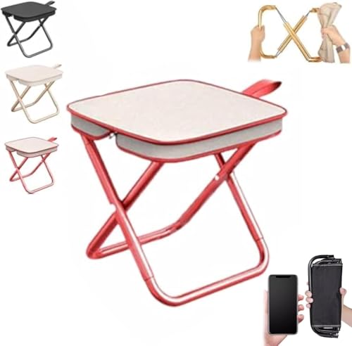 ZUYINBULUO Klapphocker, 2025 Neue Klappbare Gartenstühle, Leichter, Faltbarer Tragbarer Fußhocker, Ideal for Camping, Angeln, Anstehen, Bergsteigen Und Wandern(Red) von ZUYINBULUO