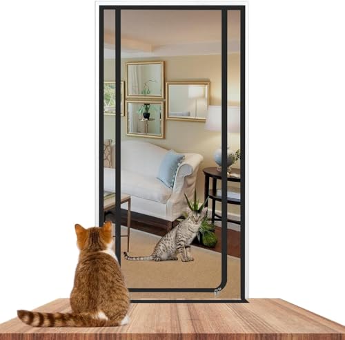 ZUYINBULUO Moskitonetz for Katzen, 800 × 200 cm, Verstärktes Türnetz for Hunde, Kratzfestes Netz for Kühle Luft Mit Reißverschluss, Um Zu Verhindern, DASS Haustiere Entkommen(Black,90x220cm) von ZUYINBULUO
