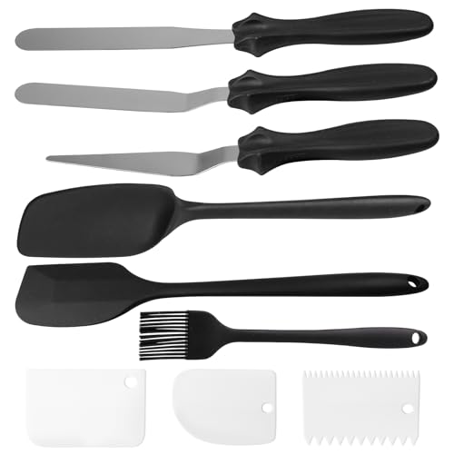 3 Stück Teigschaber Silikon Set mit Ölpinsel, 3 Edelstahl Winkelpalette zum Creme, Hitzebeständiger Silikon Spatel Küche mit 3 Weiße Teigkarte, Kochlöffel Silikon für Spread Butter 3 Stück Teigschaber Silikon Set mit Ölpinsel, 3 Edelstahl Winkelpalette zum Creme, Hitzebeständiger Silikon Spatel Küche mit 3 Weiße Teigkarte, Kochlöffel Silikon für Spread Butter von ZUYIST