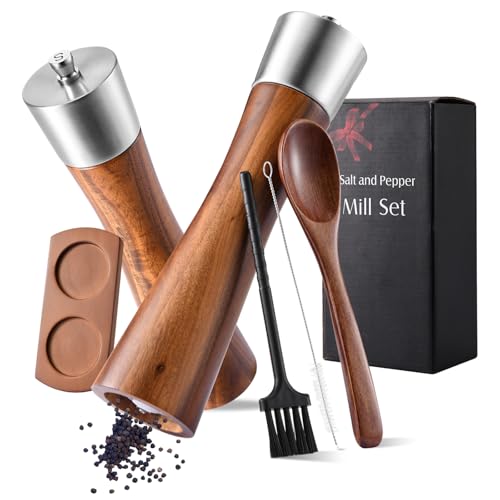 ZUYIST 2 Stück Manuelle Salz und Pfeffermühle Holz, Verstellbarem Pfeffermühle Keramikmahlwerk, Pfeffer und Salzmühle mit Massivholzsockel, Salz Pfeffermühle für Meersalz Chilischoten Sesam ZUYIST 2 Stück Manuelle Salz und Pfeffermühle Holz, Verstellbarem Pfeffermühle Keramikmahlwerk, Pfeffer und Salzmühle mit Massivholzsockel, Salz Pfeffermühle für Meersalz Chilischoten Sesam von ZUYIST