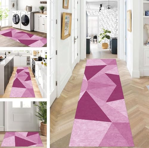 Abstrakte Läufer Flur Küche Waschbar rutschfest Korridor Teppichmatten 100X400cm Lang Rosa Lila Küchenteppich Flurteppich Läufer Schlafzimmer Esszimmer Polyester Teppichläufer Meterware Anpassbar Abstrakte Läufer Flur Küche Waschbar rutschfest Korridor Teppichmatten 100X400cm Lang Rosa Lila Küchenteppich Flurteppich Läufer Schlafzimmer Esszimmer Polyester Teppichläufer Meterware Anpassbar von ZUZEKU