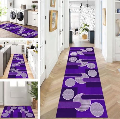 Abstrakte Läufer Flur Küche Waschbar rutschfest Korridor Teppichmatten 120X300cm Lila Weiß Lang Küchenteppich Flurteppich Läufer Schlafzimmer Esszimmer Polyester Teppichläufer Meterware Anpassbar Abstrakte Läufer Flur Küche Waschbar rutschfest Korridor Teppichmatten 120X300cm Lila Weiß Lang Küchenteppich Flurteppich Läufer Schlafzimmer Esszimmer Polyester Teppichläufer Meterware Anpassbar von ZUZEKU