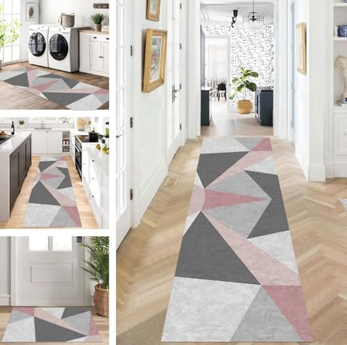 Abstrakte Läufer Flur Küche Waschbar rutschfest Korridor Teppichmatten 60X90cm Lang Grau Rosa Küchenteppich Flurteppich Läufer Schlafzimmer Esszimmer Polyester Teppichläufer Meterware Anpassbar Abstrakte Läufer Flur Küche Waschbar rutschfest Korridor Teppichmatten 60X90cm Lang Grau Rosa Küchenteppich Flurteppich Läufer Schlafzimmer Esszimmer Polyester Teppichläufer Meterware Anpassbar von ZUZEKU