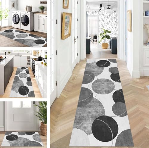 Abstrakte Läufer Flur Küche Waschbar rutschfest Korridor Teppichmatten 90X400cm Lang Schwarz Grau Küchenteppich Flurteppich Läufer Schlafzimmer Esszimmer Polyester Teppichläufer Meterware Anpassbar Abstrakte Läufer Flur Küche Waschbar rutschfest Korridor Teppichmatten 90X400cm Lang Schwarz Grau Küchenteppich Flurteppich Läufer Schlafzimmer Esszimmer Polyester Teppichläufer Meterware Anpassbar von ZUZEKU