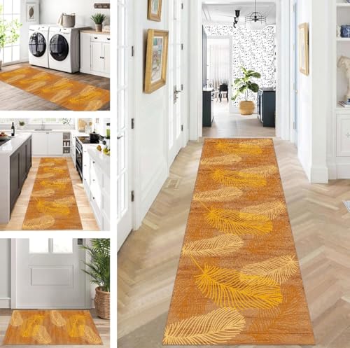 Läufer Flur Küche Waschbar rutschfest Korridor Teppichmatten 100X450cm Lang Braun Gelb Orange Küchenteppich Flurteppich Läufer Schlafzimmer Esszimmer Polyester Teppichläufer Meterware Anpassbar Läufer Flur Küche Waschbar rutschfest Korridor Teppichmatten 100X450cm Lang Braun Gelb Orange Küchenteppich Flurteppich Läufer Schlafzimmer Esszimmer Polyester Teppichläufer Meterware Anpassbar von ZUZEKU