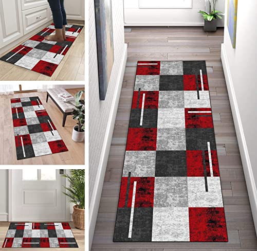 Läufer Teppich Flur Küche Grau Schwarz Rot rutschfest Küchenläufer Teppichmatten Waschbar Korridor Teppichläufer Küchenteppich Schlafzimmer Esszimmer Polyester Meterware Anpassbar ( Color : Color , Si Läufer Teppich Flur Küche Grau Schwarz Rot rutschfest Küchenläufer Teppichmatten Waschbar Korridor Teppichläufer Küchenteppich Schlafzimmer Esszimmer Polyester Meterware Anpassbar ( Color : Color , Si von ZUZEKU