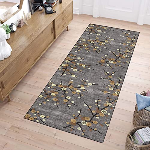 Teppich Läufer Flur 3D Blume 100x200cm Küche rutschfest Waschbar Korridor Teppichlä Küchenläufer Flurläufer Modern, Lang Polyester Teppich für Schlafzimmer Esszimmer Polyester Meterware Anpassbar von ZUZEKU