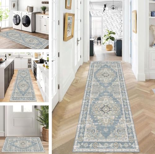 Teppich Läufer Lang Flur Küche rutschfest waschbar Teppichmatten Modern Design Küchenläufer Vintage Grau Blau 40X100cm Küchenteppich Meterware Esszimmer Schlafzimmer Wohnzimmer Schmutzfangmatte Teppich Läufer Lang Flur Küche rutschfest waschbar Teppichmatten Modern Design Küchenläufer Vintage Grau Blau 40X100cm Küchenteppich Meterware Esszimmer Schlafzimmer Wohnzimmer Schmutzfangmatte von ZUZEKU