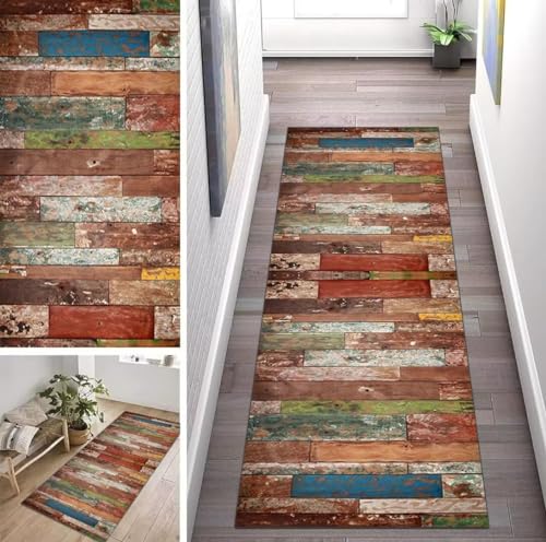 ZUZEKU Abstrakte Läufer Flur Küche Waschbar rutschfest 100X300cm Vintage Farbige Holzmaserung Lang Küchenteppich Flurteppich Teppich Fur Korridor Wohnzimmer Schlafzimmer Meterware Anpassbar ZUZEKU Abstrakte Läufer Flur Küche Waschbar rutschfest 100X300cm Vintage Farbige Holzmaserung Lang Küchenteppich Flurteppich Teppich Fur Korridor Wohnzimmer Schlafzimmer Meterware Anpassbar von ZUZEKU
