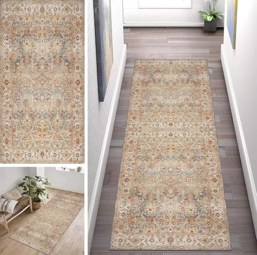 ZUZEKU Abstrakte Läufer Flur Küche Waschbar rutschfest 120X300cm Vintage Boho Lang Küchenteppich Flurteppich Teppich Fur Korridor Wohnzimmer Schlafzimmer Meterware Anpassbar von ZUZEKU