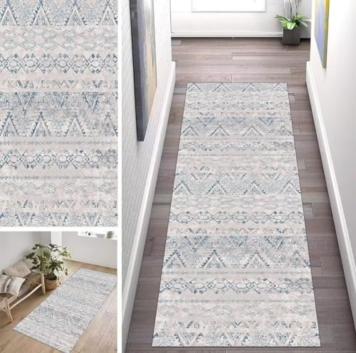 ZUZEKU Abstrakte Läufer Flur Küche Waschbar rutschfest 120X400cm Vintage Marokko Lang Küchenteppich Flurteppich Teppich Fur Korridor Wohnzimmer Schlafzimmer Meterware Anpassbar von ZUZEKU