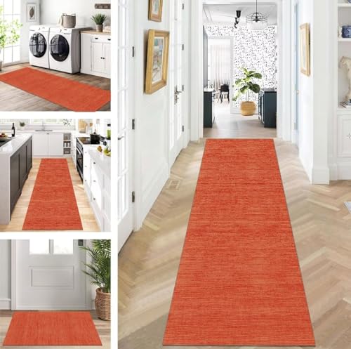 ZUZEKU Abstrakte Läufer Flur Küche Waschbar rutschfest 70X120cm Orange Lang Küchenteppich Flurteppich Teppich Fur Korridor Wohnzimmer Schlafzimmer Meterware Anpassbar von ZUZEKU