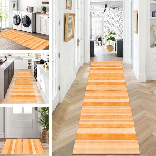 ZUZEKU Abstrakte Läufer Flur Küche Waschbar rutschfest 80X150cm Vintage Gelb Lang Küchenteppich Flurteppich Teppich Fur Korridor Wohnzimmer Schlafzimmer Meterware Anpassbar von ZUZEKU