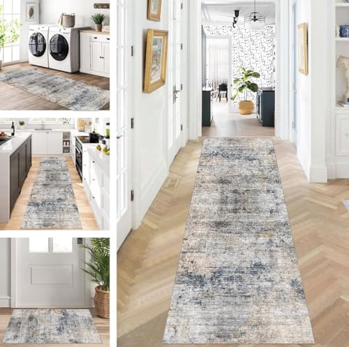ZUZEKU Abstrakte Läufer Flur Küche Waschbar rutschfest Korridor Teppichmatten 90X180cm Lang Küchenteppich Flurteppich Läufer Schlafzimmer Esszimmer Polyester Teppichläufer Meterware Anpassbar von ZUZEKU