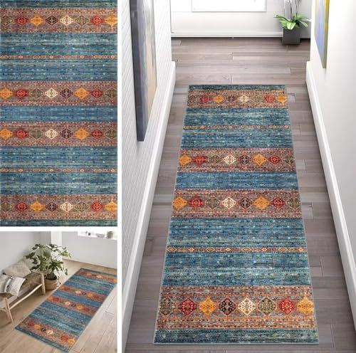 ZUZEKU Boho Marokko Läufer Flur Küche Waschbar rutschfest 120X300cm Lang Blau Vintage Küchenteppich Flurteppich Teppich Fur Korridor Wohnzimmer Schlafzimmer Meterware Anpassbar ZUZEKU Boho Marokko Läufer Flur Küche Waschbar rutschfest 120X300cm Lang Blau Vintage Küchenteppich Flurteppich Teppich Fur Korridor Wohnzimmer Schlafzimmer Meterware Anpassbar von ZUZEKU