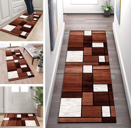 ZUZEKU Küchenläufer Waschbar rutschfest Braun Weiß 50x120cm Flurläufer Korridor Teppichläufer Küchenteppich Schlafzimmer Esszimmer Polyester Meterware Anpassbar ZUZEKU Küchenläufer Waschbar rutschfest Braun Weiß 50x120cm Flurläufer Korridor Teppichläufer Küchenteppich Schlafzimmer Esszimmer Polyester Meterware Anpassbar von ZUZEKU