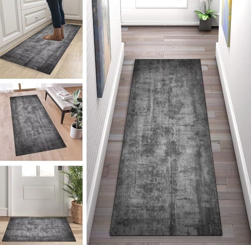 ZUZEKU Küchenläufer Waschbar rutschfest Dark Grey 120x600cm Flurläufer Korridor Teppichläufer Küchenteppich Schlafzimmer Esszimmer Polyester Meterware Anpassbar ZUZEKU Küchenläufer Waschbar rutschfest Dark Grey 120x600cm Flurläufer Korridor Teppichläufer Küchenteppich Schlafzimmer Esszimmer Polyester Meterware Anpassbar von ZUZEKU