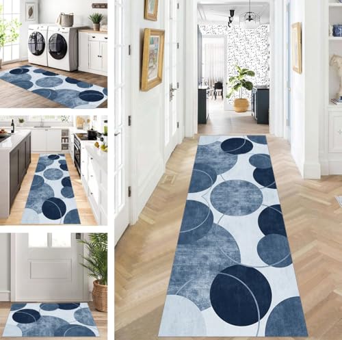 ZUZEKU Läufer Flur Küche Waschbar rutschfest 100X160cm Lang Blau Küchenteppich Flurteppich Teppich Fur Korridor Wohnzimmer Schlafzimmer Meterware Anpassbar ZUZEKU Läufer Flur Küche Waschbar rutschfest 100X160cm Lang Blau Küchenteppich Flurteppich Teppich Fur Korridor Wohnzimmer Schlafzimmer Meterware Anpassbar von ZUZEKU