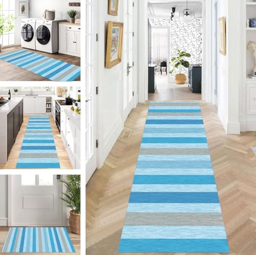 ZUZEKU Läufer Flur Küche Waschbar rutschfest 100X500cm Lang Blau Küchenteppich Flurteppich Teppich Fur Korridor Wohnzimmer Schlafzimmer Meterware Anpassbar ZUZEKU Läufer Flur Küche Waschbar rutschfest 100X500cm Lang Blau Küchenteppich Flurteppich Teppich Fur Korridor Wohnzimmer Schlafzimmer Meterware Anpassbar von ZUZEKU