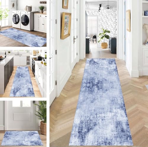 ZUZEKU Läufer Flur Küche Waschbar rutschfest 110X400cm Lang Blau Küchenteppich Flurteppich Teppich Fur Korridor Wohnzimmer Schlafzimmer Meterware Anpassbar ZUZEKU Läufer Flur Küche Waschbar rutschfest 110X400cm Lang Blau Küchenteppich Flurteppich Teppich Fur Korridor Wohnzimmer Schlafzimmer Meterware Anpassbar von ZUZEKU
