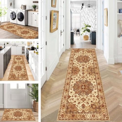 ZUZEKU Läufer Flur Küche Waschbar rutschfest 110X400cm Lang Küchenteppich Flurteppich Teppich Fur Korridor Wohnzimmer Schlafzimmer Meterware Anpassbar von ZUZEKU