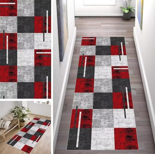 ZUZEKU Läufer Flur Küche Waschbar rutschfest 120X200cm Modern Geometrisches Muster Rot und Grau Lang Küchenteppich Flurteppich Teppich Fur Korridor Wohnzimmer Schlafzimmer Meterware Anpassbar ZUZEKU Läufer Flur Küche Waschbar rutschfest 120X200cm Modern Geometrisches Muster Rot und Grau Lang Küchenteppich Flurteppich Teppich Fur Korridor Wohnzimmer Schlafzimmer Meterware Anpassbar von ZUZEKU