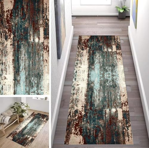 ZUZEKU Läufer Flur Küche Waschbar rutschfest 120X300cm Abstrakte Bunt Blau und Braun Vintage Lang Küchenteppich Flurteppich Teppich Fur Korridor Wohnzimmer Schlafzimmer Meterware Anpassbar ZUZEKU Läufer Flur Küche Waschbar rutschfest 120X300cm Abstrakte Bunt Blau und Braun Vintage Lang Küchenteppich Flurteppich Teppich Fur Korridor Wohnzimmer Schlafzimmer Meterware Anpassbar von ZUZEKU