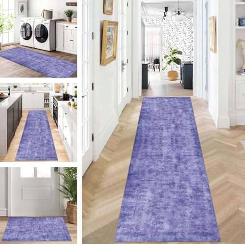 ZUZEKU Läufer Flur Küche Waschbar rutschfest 120X300cm Lang Lila Küchenteppich Flurteppich Teppich Fur Korridor Wohnzimmer Schlafzimmer Meterware Anpassbar von ZUZEKU