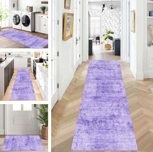 ZUZEKU Läufer Flur Küche Waschbar rutschfest 40X120cm Lang Violett Küchenteppich Flurteppich Teppich Fur Korridor Wohnzimmer Schlafzimmer Meterware Anpassbar von ZUZEKU