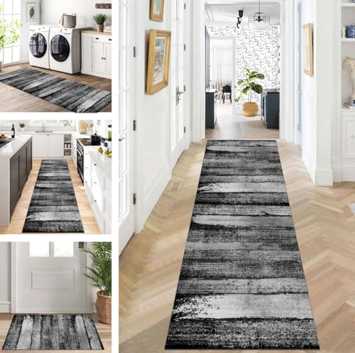 ZUZEKU Läufer Flur Küche Waschbar rutschfest 40X150cm Schwarz Grau Lang Küchenteppich Flurteppich Teppich Fur Korridor Wohnzimmer Schlafzimmer Meterware Anpassbar ZUZEKU Läufer Flur Küche Waschbar rutschfest 40X150cm Schwarz Grau Lang Küchenteppich Flurteppich Teppich Fur Korridor Wohnzimmer Schlafzimmer Meterware Anpassbar von ZUZEKU