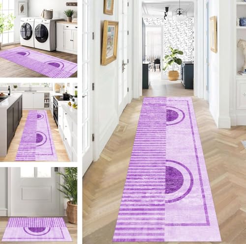ZUZEKU Läufer Flur Küche Waschbar rutschfest 40X60cm Lang Lila Küchenteppich Flurteppich Teppich Fur Korridor Wohnzimmer Schlafzimmer Meterware Anpassbar von ZUZEKU