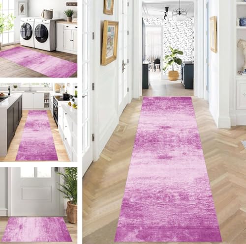 ZUZEKU Läufer Flur Küche Waschbar rutschfest 40X60cm Lang Rosa Lila Küchenteppich Flurteppich Teppich Fur Korridor Wohnzimmer Schlafzimmer Meterware Anpassbar von ZUZEKU