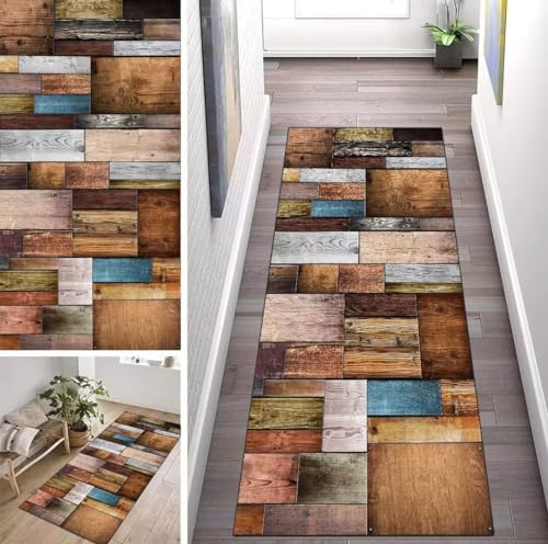 ZUZEKU Läufer Flur Küche Waschbar rutschfest 40X80cm Bunt Holzmaserung Lang Küchenteppich Flurteppich Teppich Fur Korridor Wohnzimmer Schlafzimmer Meterware Anpassbar ZUZEKU Läufer Flur Küche Waschbar rutschfest 40X80cm Bunt Holzmaserung Lang Küchenteppich Flurteppich Teppich Fur Korridor Wohnzimmer Schlafzimmer Meterware Anpassbar von ZUZEKU