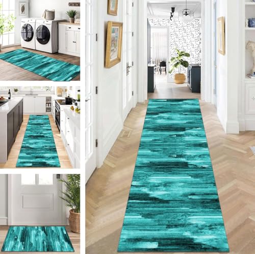 ZUZEKU Läufer Flur Küche Waschbar rutschfest 50X200cm Cyan Lang Küchenteppich Flurteppich Teppich Fur Korridor Wohnzimmer Schlafzimmer Meterware Anpassbar ZUZEKU Läufer Flur Küche Waschbar rutschfest 50X200cm Cyan Lang Küchenteppich Flurteppich Teppich Fur Korridor Wohnzimmer Schlafzimmer Meterware Anpassbar von ZUZEKU