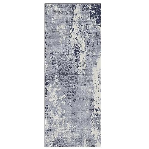 ZUZEKU Läufer Flur Küche Waschbar rutschfest 50X60cm Geometrisches Vintage Muster Blau Lang Küchenteppich Flurteppich Teppich Fur Korridor Wohnzimmer Schlafzimmer Meterware Anpassbar von ZUZEKU