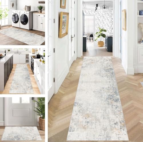 ZUZEKU Läufer Flur Küche Waschbar rutschfest 50X80cm Lang Hellgrau Küchenteppich Flurteppich Teppich Fur Korridor Wohnzimmer Schlafzimmer Meterware Anpassbar von ZUZEKU