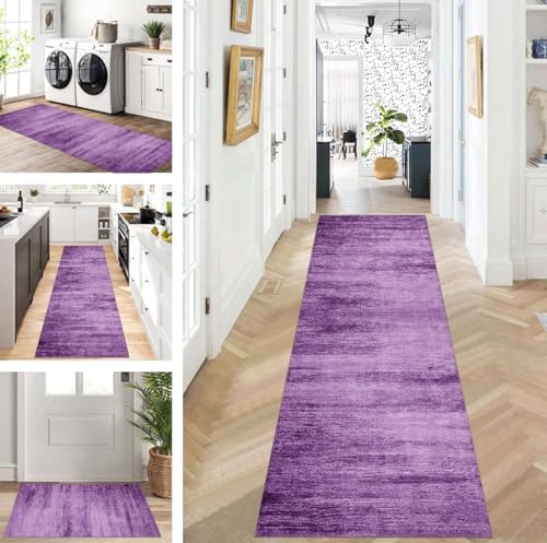 ZUZEKU Läufer Flur Küche Waschbar rutschfest 50X80cm Lang Lila Küchenteppich Flurteppich Teppich Fur Korridor Wohnzimmer Schlafzimmer Meterware Anpassbar von ZUZEKU