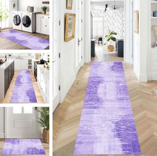 ZUZEKU Läufer Flur Küche Waschbar rutschfest 50X80cm Lang Lila Küchenteppich Flurteppich Teppich Fur Korridor Wohnzimmer Schlafzimmer Meterware Anpassbar von ZUZEKU