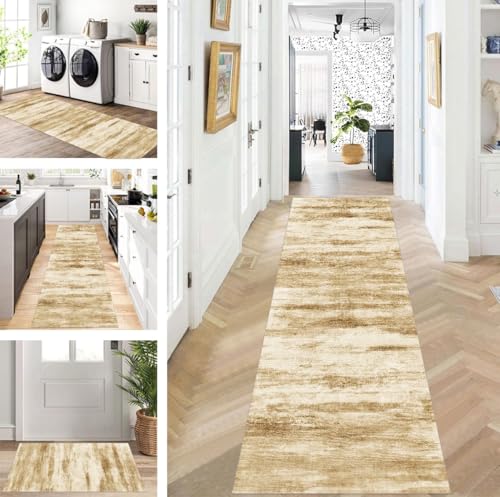 ZUZEKU Läufer Flur Küche Waschbar rutschfest 60X100cm Lang Braun Küchenteppich Flurteppich Teppich Fur Korridor Wohnzimmer Schlafzimmer Meterware Anpassbar von ZUZEKU
