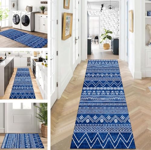 ZUZEKU Läufer Flur Küche Waschbar rutschfest 60X170cm Blau Weiß Lang Küchenteppich Flurteppich Teppich Fur Korridor Wohnzimmer Schlafzimmer Meterware Anpassbar ZUZEKU Läufer Flur Küche Waschbar rutschfest 60X170cm Blau Weiß Lang Küchenteppich Flurteppich Teppich Fur Korridor Wohnzimmer Schlafzimmer Meterware Anpassbar von ZUZEKU
