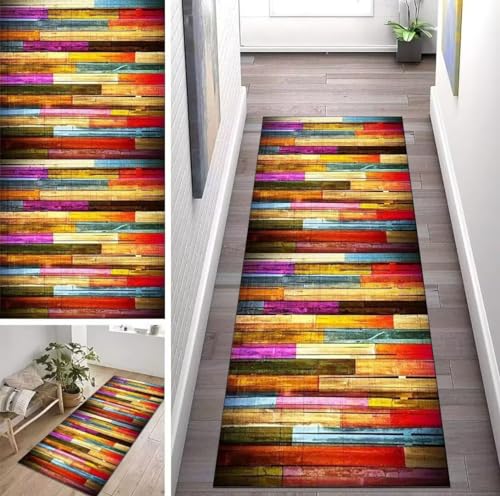 ZUZEKU Läufer Flur Küche Waschbar rutschfest 60X80cm Bunt Lang Küchenteppich Flurteppich Teppich Fur Korridor Wohnzimmer Schlafzimmer Meterware Anpassbar von ZUZEKU